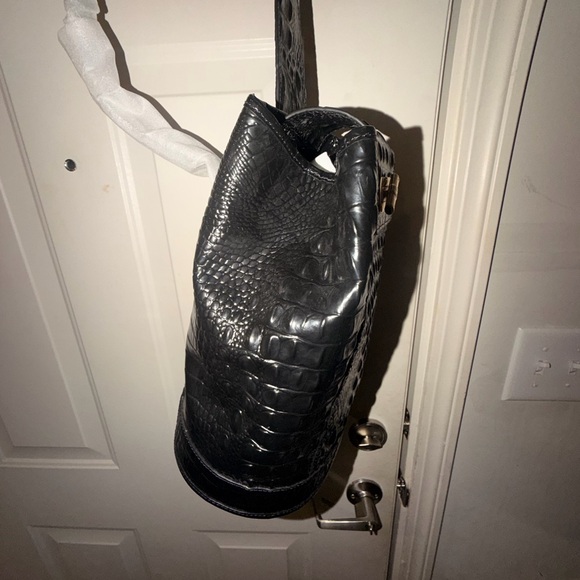 Brahmin Black Croc Embossed Sling Backpack - Picture 5 of 6